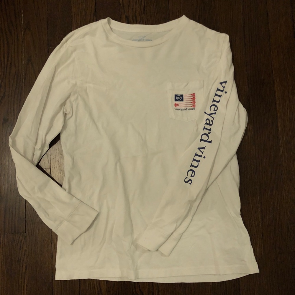 Girls Vineyard Vines Lacrosse Stick American Flag Long Sleeve Tee